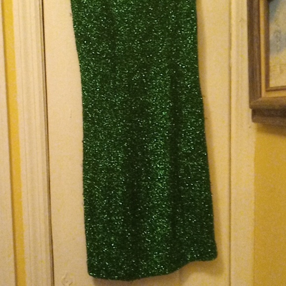 Betty Johnson metallic type holiday dress. Bright green. - Picture 2 of 2